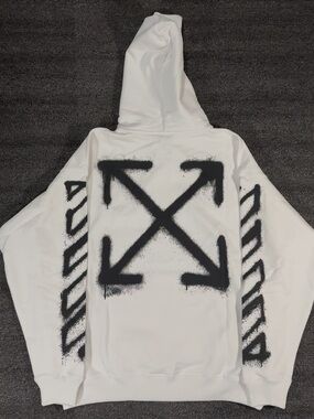 Off-White White Hoodie with Black Spray Arrow Graphic